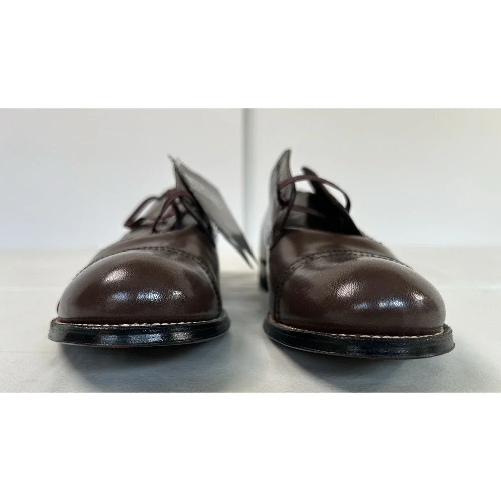 NWOB Stacy Adams Classic Madison Brown Leather Cap Toe Oxford Shoes USA Men's 10